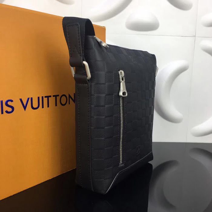 路易威登LV頂級原單N42418郵差包 Damier Infini牛皮面 牛皮鑲飾銀色金屬件 YDH2140